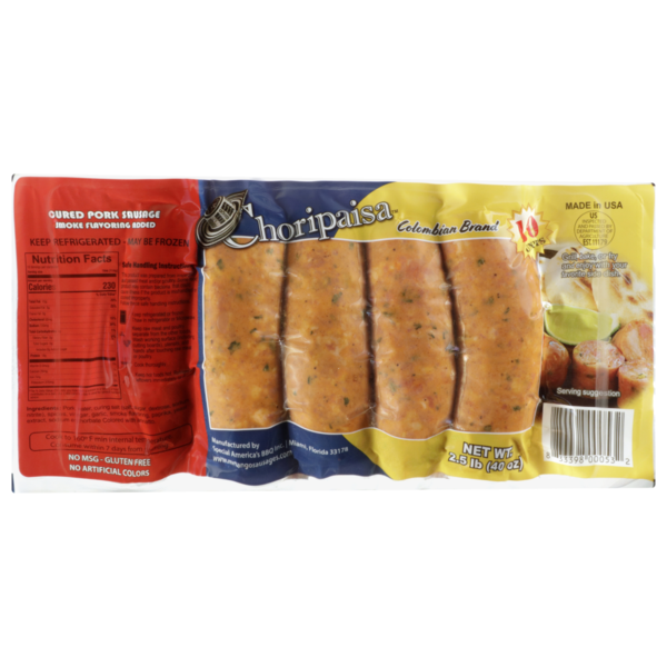 Mr.Tango - Choripaisa Colombian Sausage, 2.5 lb