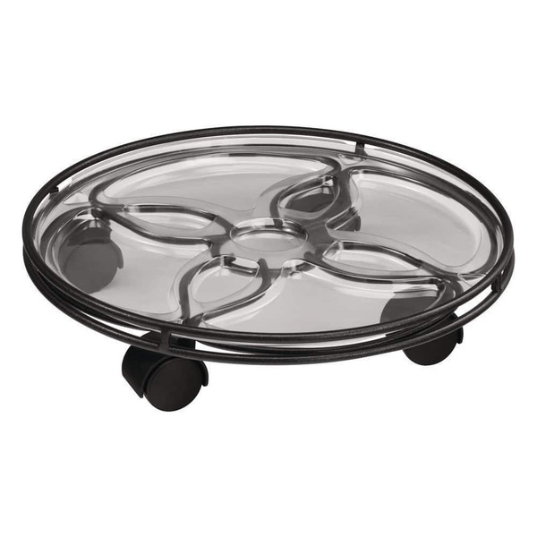 Vigoro Brown Metal Plant Caddy With Wheels (13.6 In. L X 13.6 In. W X 2.8 In. H)