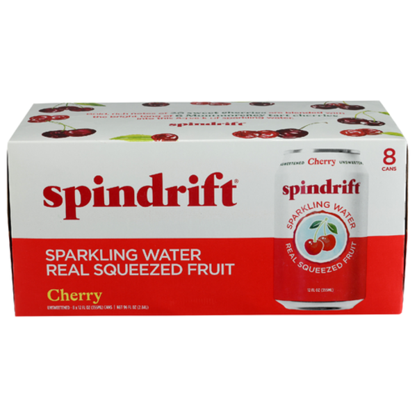 Spindrift Cherry Sparkling Water & Real Squeezed Fruit 8 Pack Case