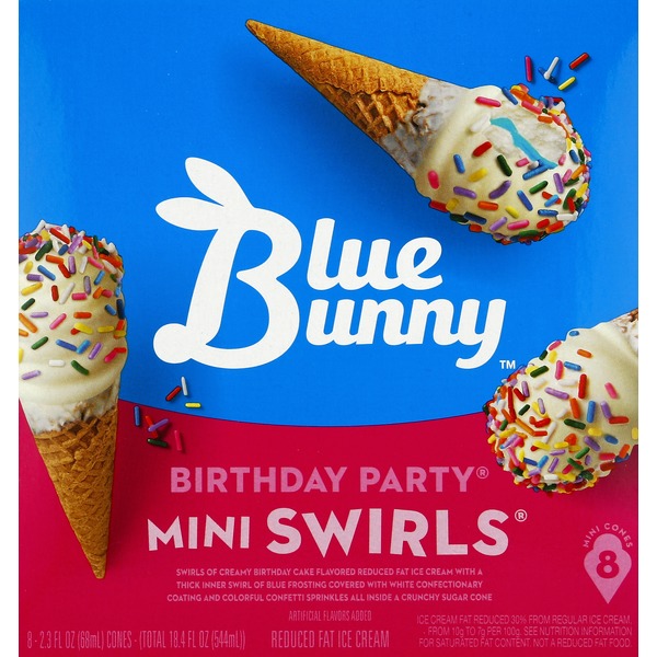 Blue Bunny Ice Cream Cones, Birthday Party, Mini (2.3 fl oz) Instacart