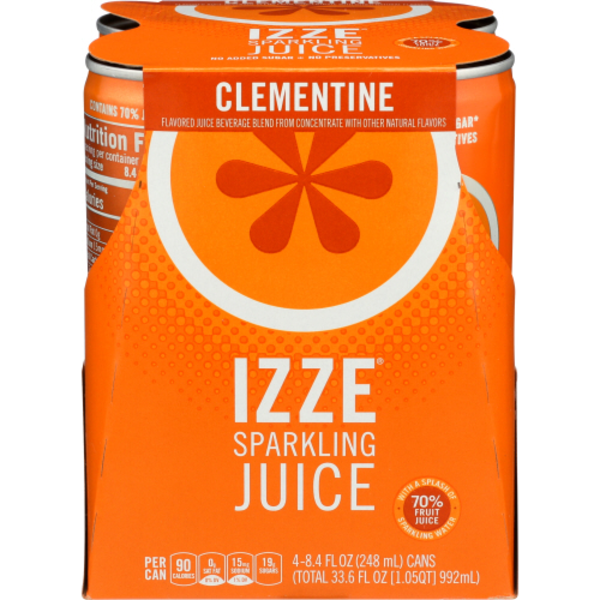 IZZE Clementine Sparkling Juice 4 Pack Cans Same-Day Delivery or