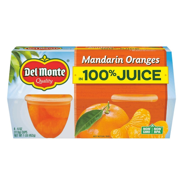Del Monte Mandarin Oranges Fruit Cups in 100% Juice