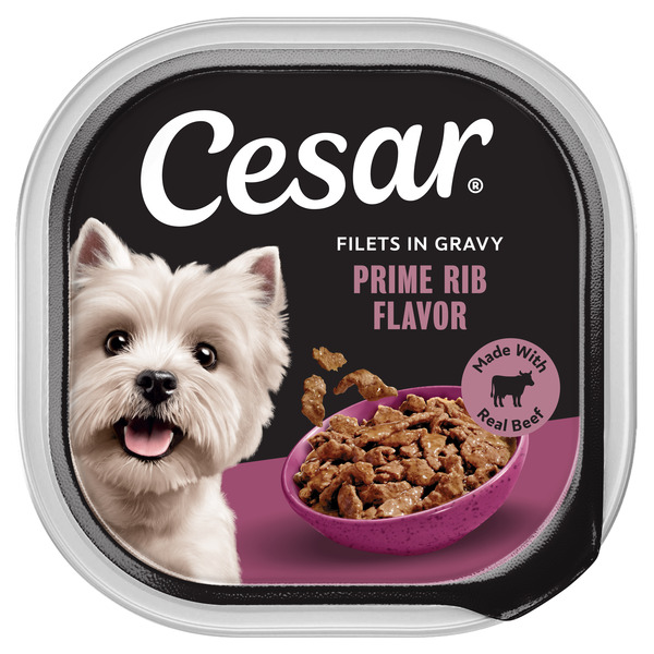 Cesar Filets in Gravy Soft Wet Dog Food Prime Rib