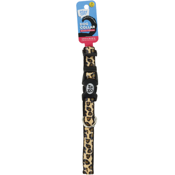 Play On Leopard Print Puffy Dog Collar, Small