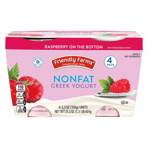 Friendly Farms Nonfat Raspberry on the Bottom Greek Yogurt 4 pack
