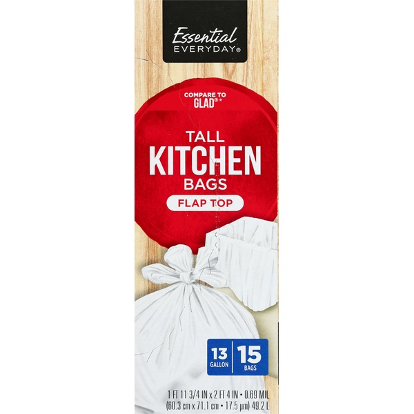 Essential Everyday Tall Kitchen Flap Top Trash Bags (15 each) Instacart