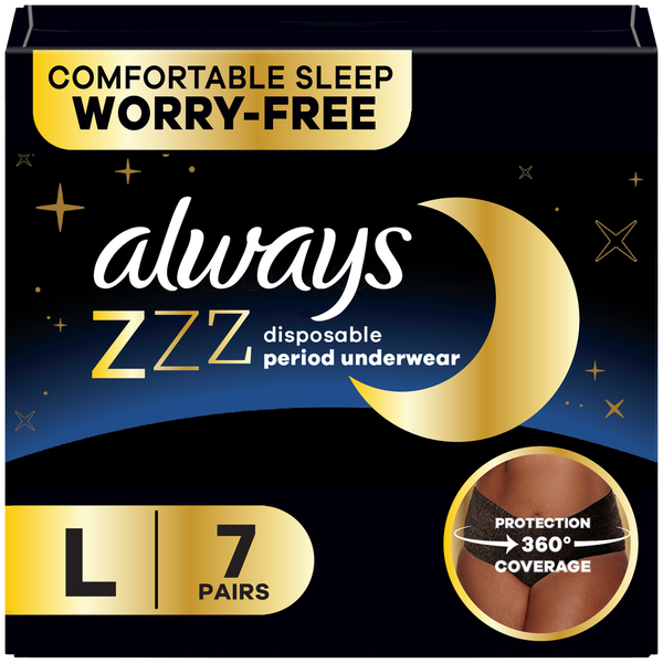 Always ZZZ Overnight Disposable Period Underwear Size L Same-Day