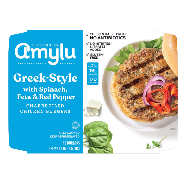 Amylu Greek Style Chicken Burgers, 10-count