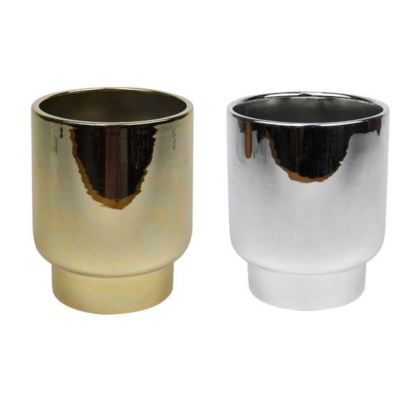 Interiors By Design Metallic Footed Ceramic Vase