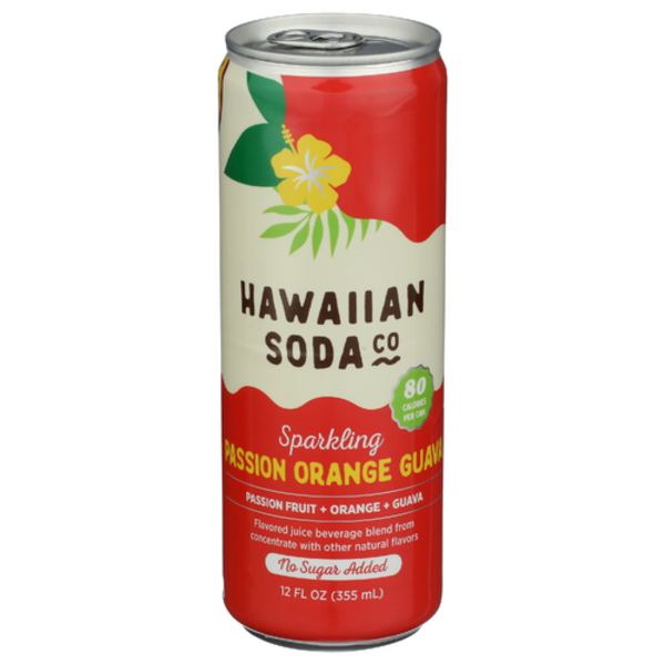Hawaiian Soda Co Passion Orange Guava Sparkling Beverage Same-Day