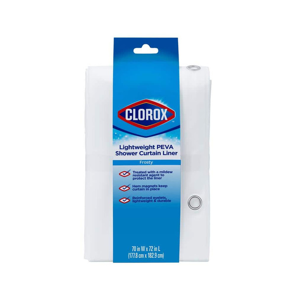Clorox 70 In. W X 72 In. L Clear Frosty 4g Peva Shower Curtain Liner