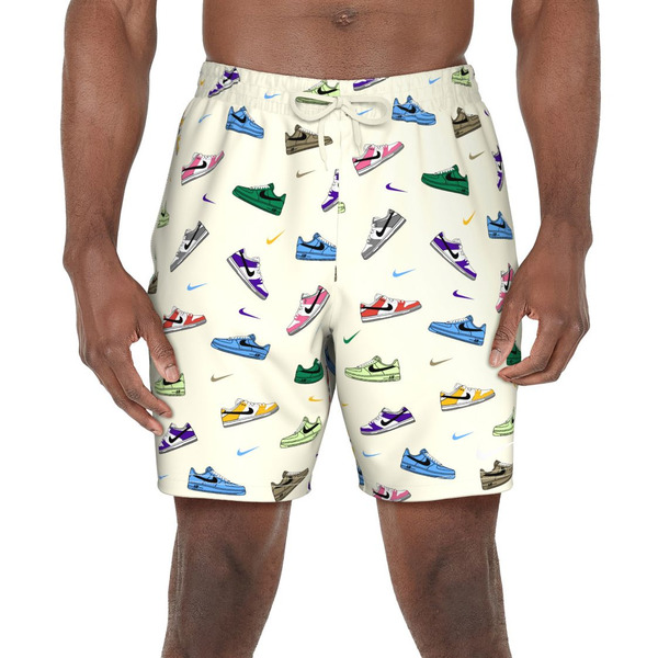 Nike Men's 7" Inseam Multi-Print Volley Shorts, Small - Sail