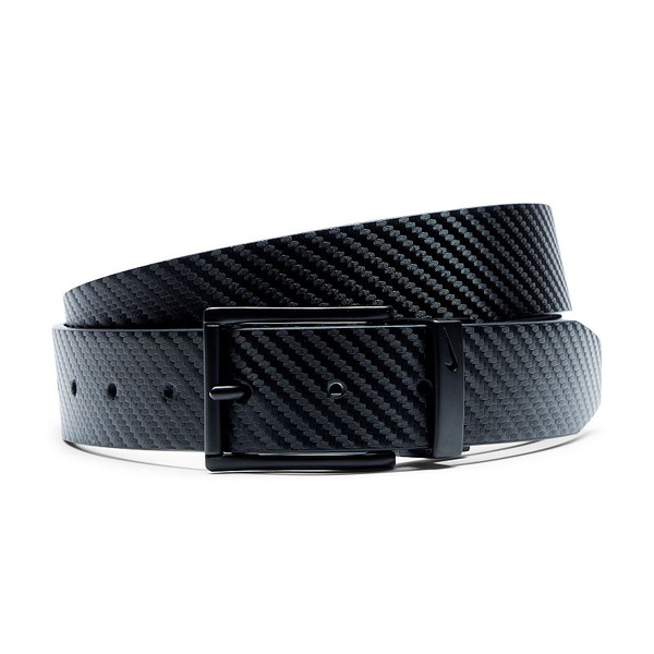 Nike Men's Carbon Fiber Textured Reversible Golf Belt, L - Black/Black