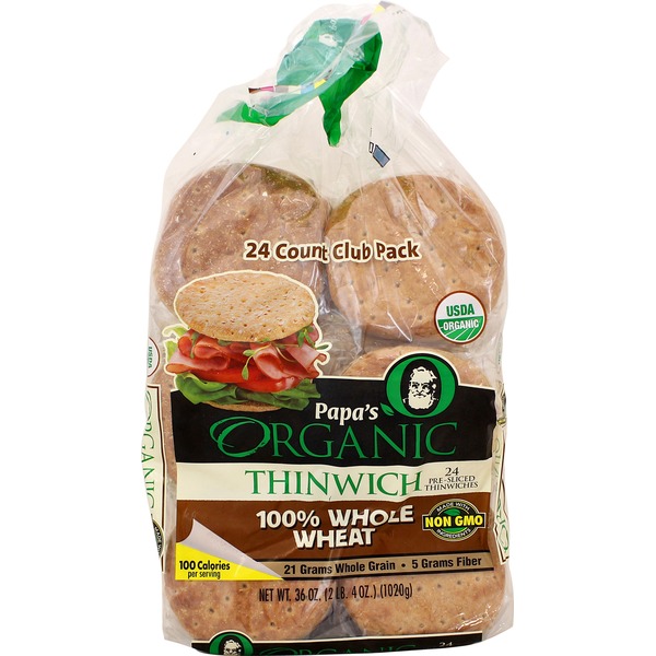Papa's Organic Pita Whole Wheat Thinwich (36 oz) from Costco Instacart