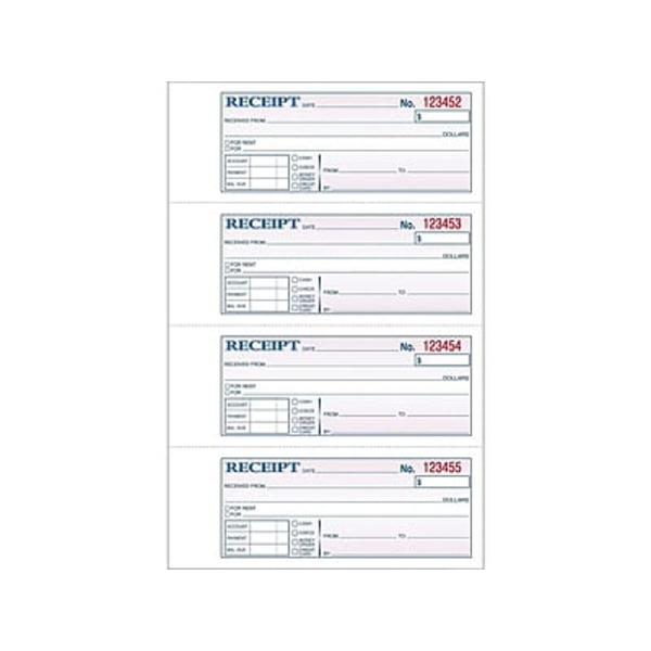 Adams DC1182 2.75" x 7.13" 200-Forms 2-Part Carbonless Receipts Book