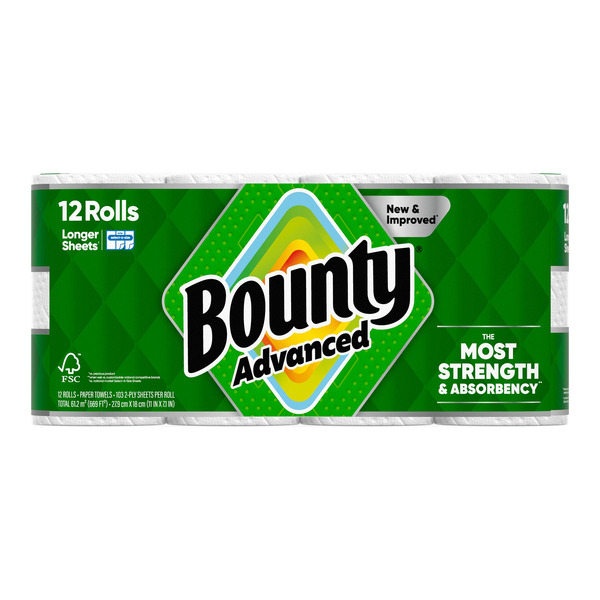 Bounty Advanced Paper Towel 669 sq. ft., 103 sheets, 12-count