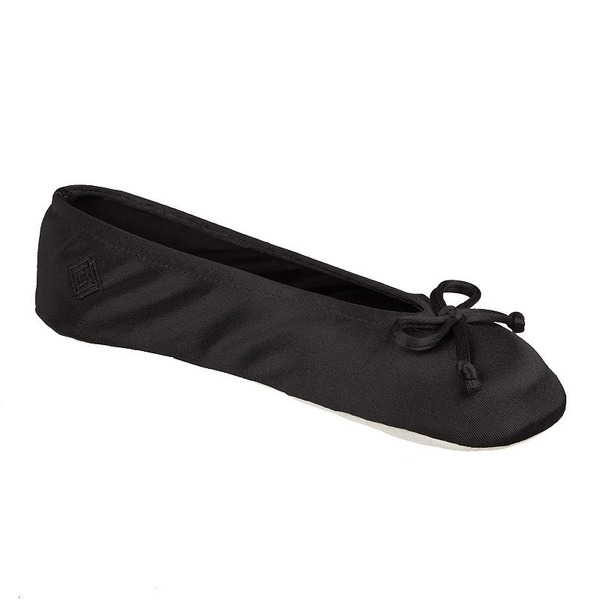 isotoner Women's Satin Ballerina Slippers, Size: Medium, Black