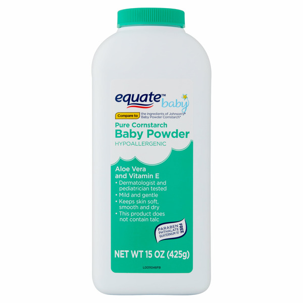 Naturally Derived Baby Powder – Cornstarch With Aloe & Vitamin E – 15 Oz – Made In Thailand