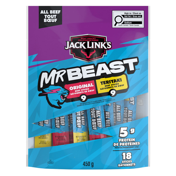 Jack Link's MrBeast Original & Teriyaki 100% Beef Sticks