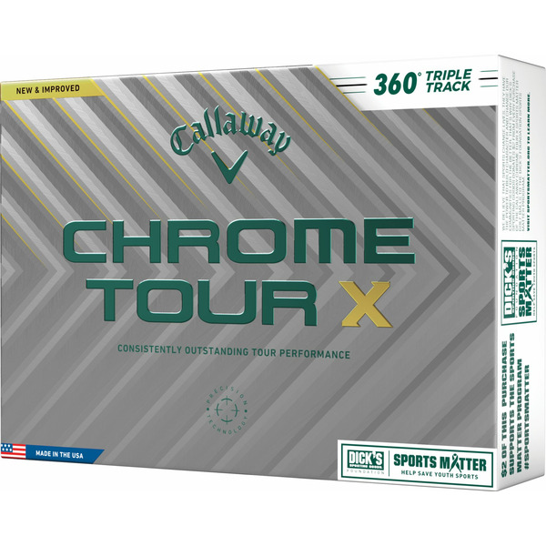 Callaway Golf 2024 Chrome Tour X Triple Track 360 Sports Matter Golf Balls - White