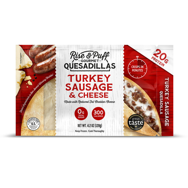 Rise & Puff Breakfast Turkey Sausage & Cheese Quesadilla