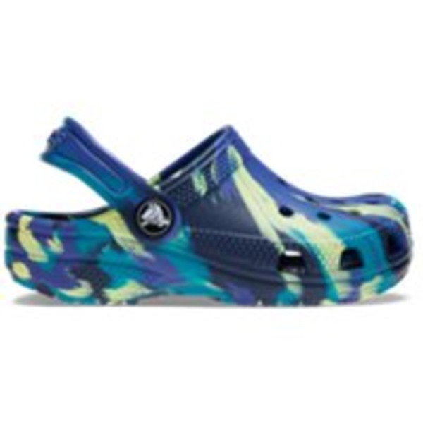 Crocs Toddler Marbled Clogs, Size 10K, Medium/D - Navy & Turbo Teal