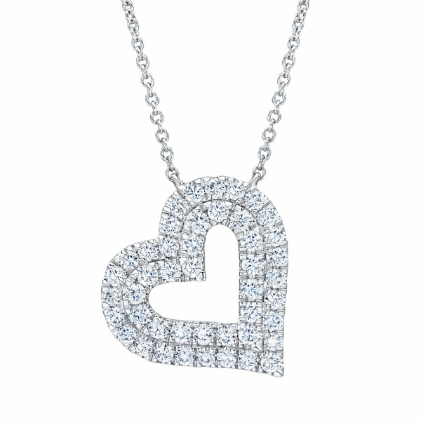 Round Brilliant 1.00 ctw VS2 Clarity, I Color Diamond 14kt White Gold Heart Pendant