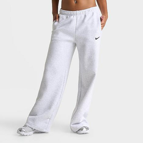 Nike Women's Studio Fleece Wide-Leg Pants, M - Birch Heather/Black