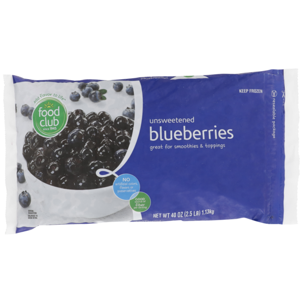 Food Club Unsweetened Blueberries Same-Day Delivery or