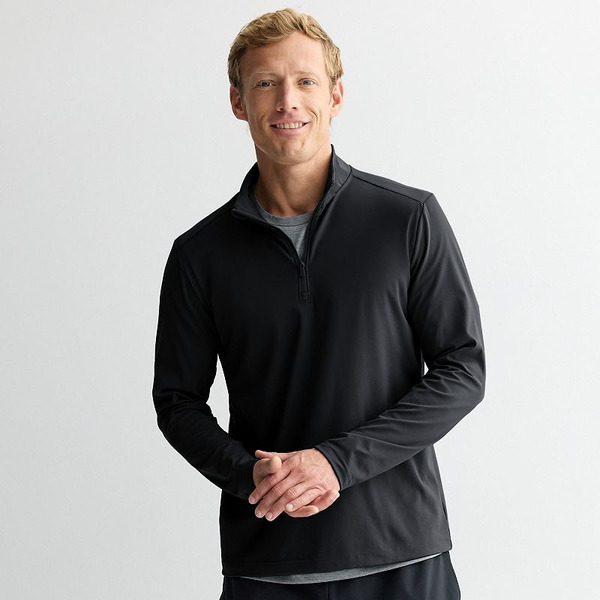 k♥ Men's Tek Gear Dry Tek Quarter Zip Jacket, Size: XL, Mineral Black
