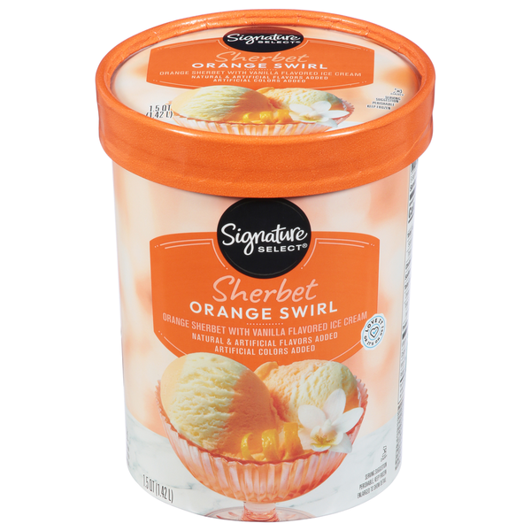 Signature SELECT Ice Cream, Vanilla Flavored & Orange Sherbet