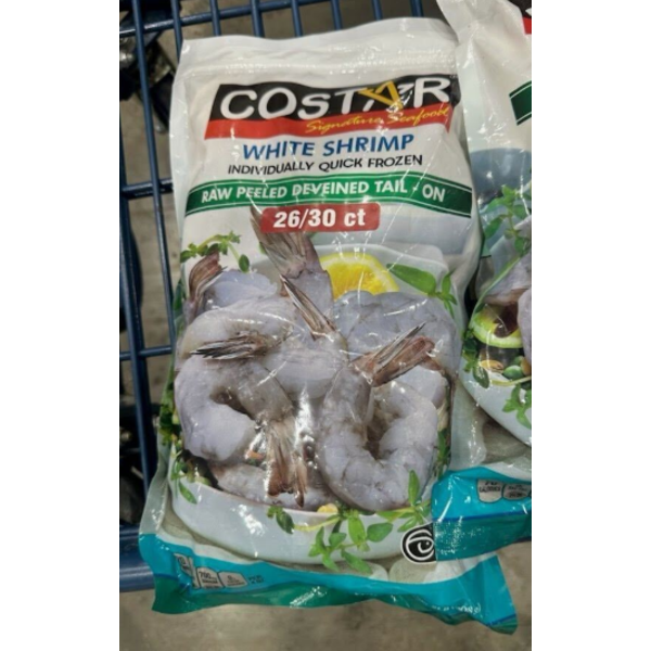 Shrimp, Raw Peeled & Deveined, Tail On 26/30 - 2 Lb