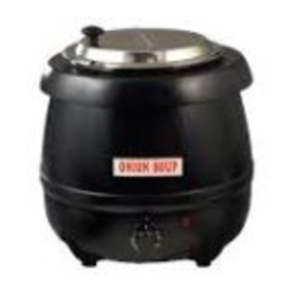 Winco - Electric 10 Qt Deluxe Black Kettle Soup Warmer Set, 110V, 13.39" x 13.39" x 15.55" - 1 Ct.