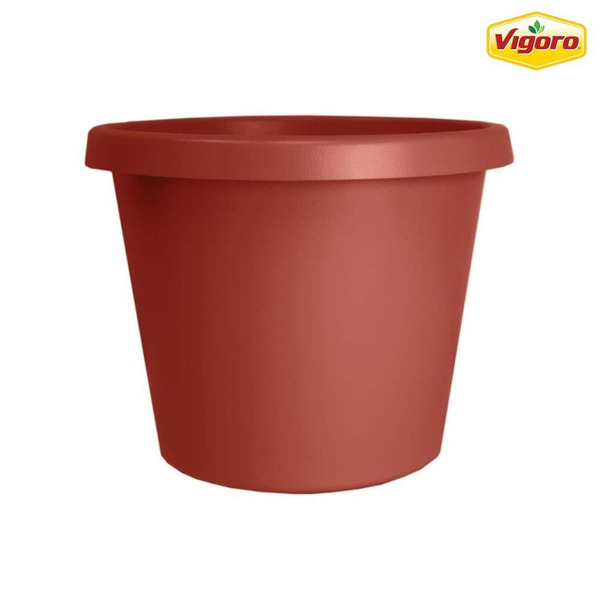Vigoro 10 In. Antonella 6.5 Qt. Clay Plastic Round Planter With Drainage Holes (10 In. L X 10 In. W X 8 In. H)