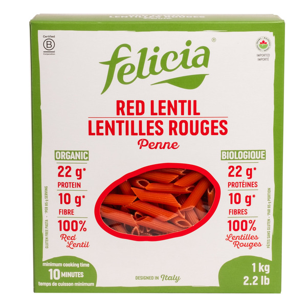Felicia Organic Red Lentil Penne Pasta