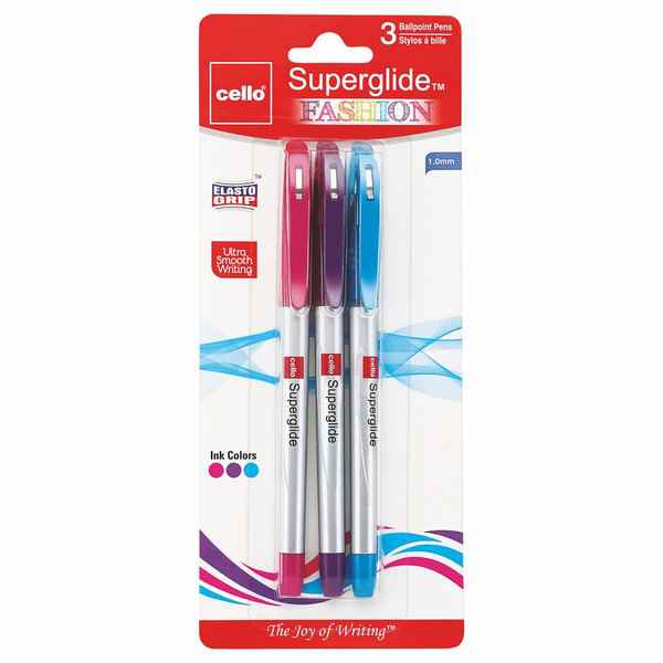 Promarx Pro Grip Ballpoint Pens - 1.0mm Medium Point, Assorted Colors, 6-Pack