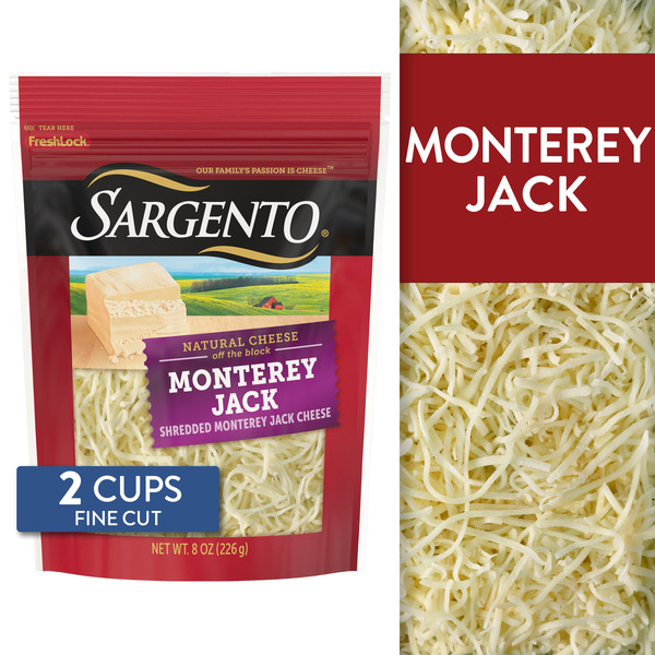 Sargento Monterey Jack Natural Shredded Cheese, Fine Cut, 8 oz.