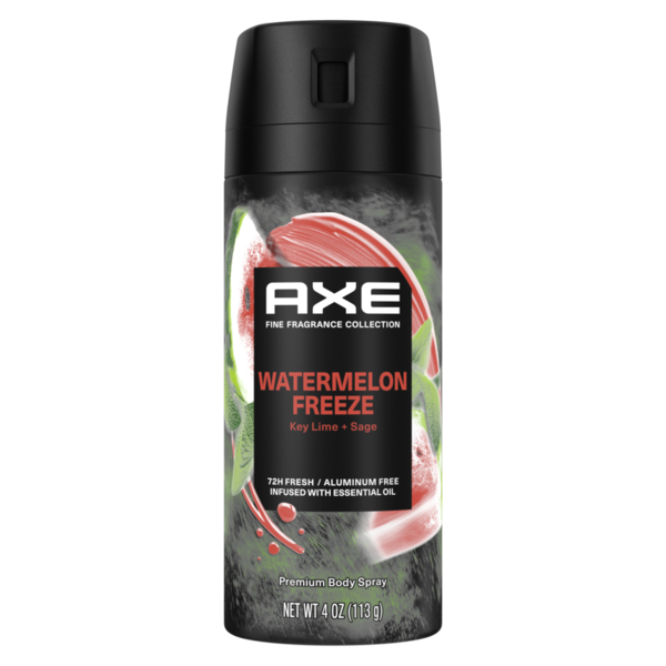 AXE Deodorant Body Spray Watermelon Freeze Fine Fragrance Aluminum Free 4 oz
