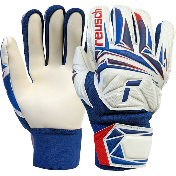 Reusch Youth Attrakt Starter Finger Support Goalkeeper Gloves, Size 5 - White/Red/Blue