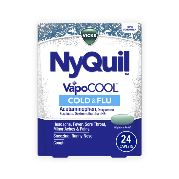 Vicks NyQuil VapoCOOL Cold & Flu Caplets, Nighttime Cold Medicine