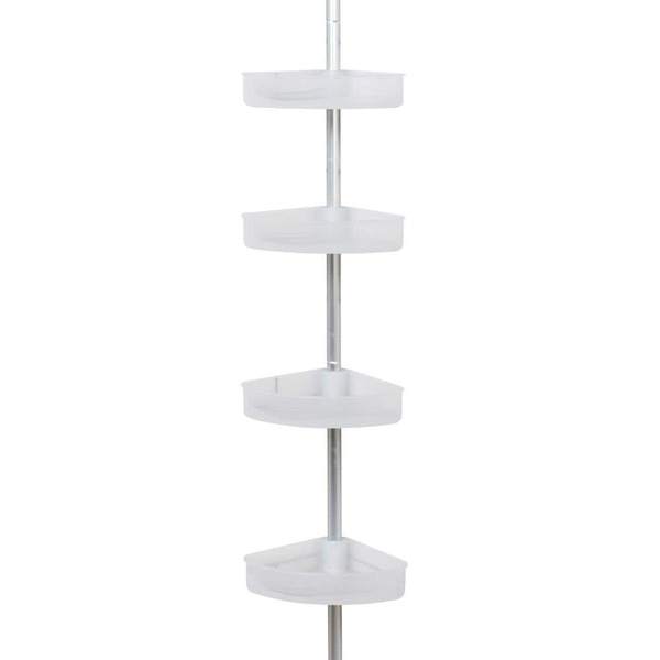 Zenna Home Tension Pole Rust Resistant Corner Shower Caddy In Satin Chrome