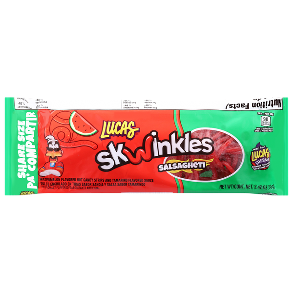 Lucas Salsagheti Hot Watermelon Flavored Candy Strips Share Size