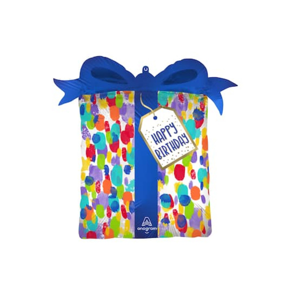 Schnucks INFLATED SuperShape 27" Painterly Dots Birthday Balloon