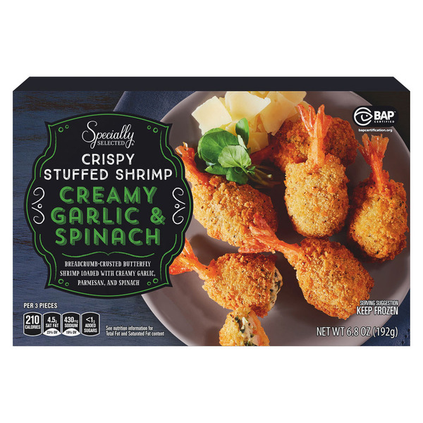 Specially Selected Creamy Garlic & Spinach Crispy Stuffed Shrimp
