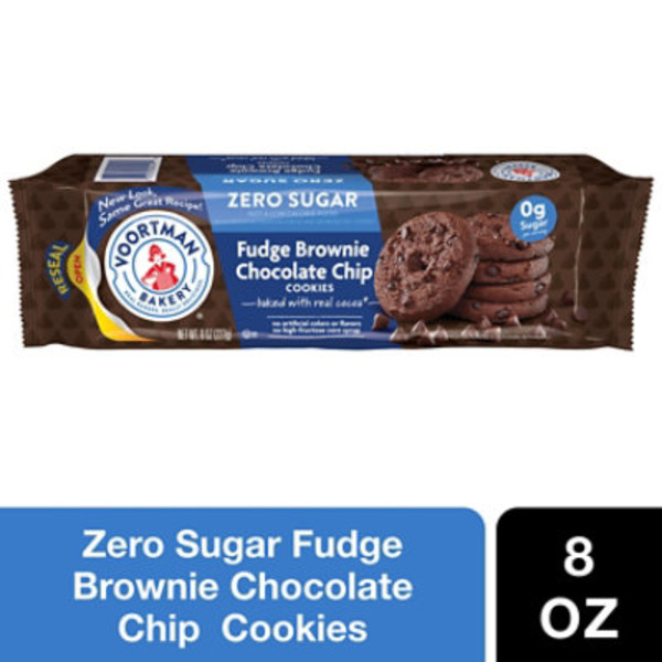 Voortman Bakery Cookies, Zero Sugar, Fudge Brownie Chocolate Chip