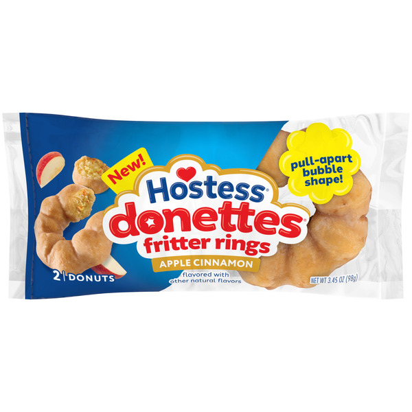 Hostess Donettes Fritter Rings Apple Cinnamon Flavored Donuts with Other Natural Flavors