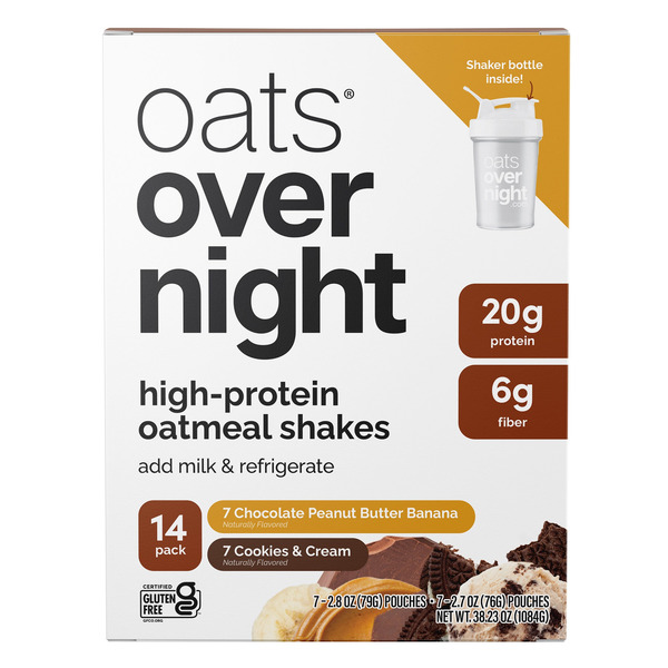 Oats Overnight Variety Pack, 20g Protein Shake, Cookies & Cream & Chocolate Peanut Butter Banana
