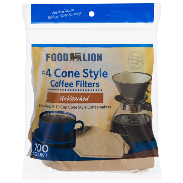 Food Lion Food Lion No.4 Cone Style Natural Unbleached Coffee Filters  Same-Day Delivery or Pickup | Instacart