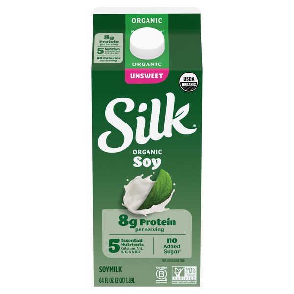 Silk Soy Milk, Unsweet Organic, Dairy Free, Gluten Free, Vegan