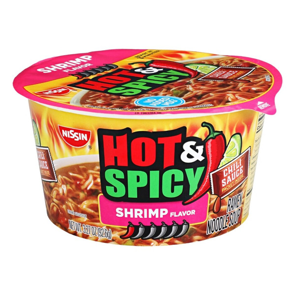 Nissin Hot & Spicy with Shrimp Ramen Noodle Soup Same-Day Delivery